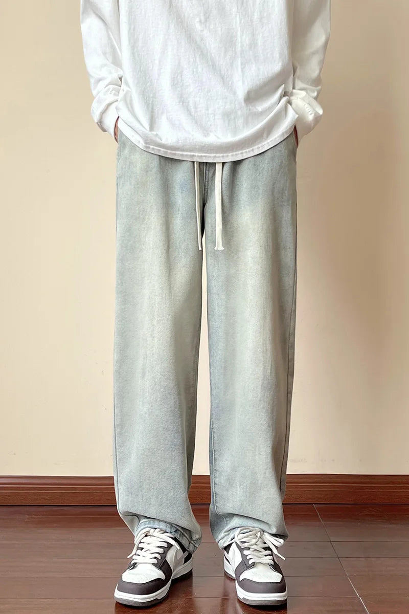 ANSZKTN the Main Promotion Is Jeans, Men's Pants, Autumn Korean Version Trend, Hong Kong Style Loose Straight Pants-3
