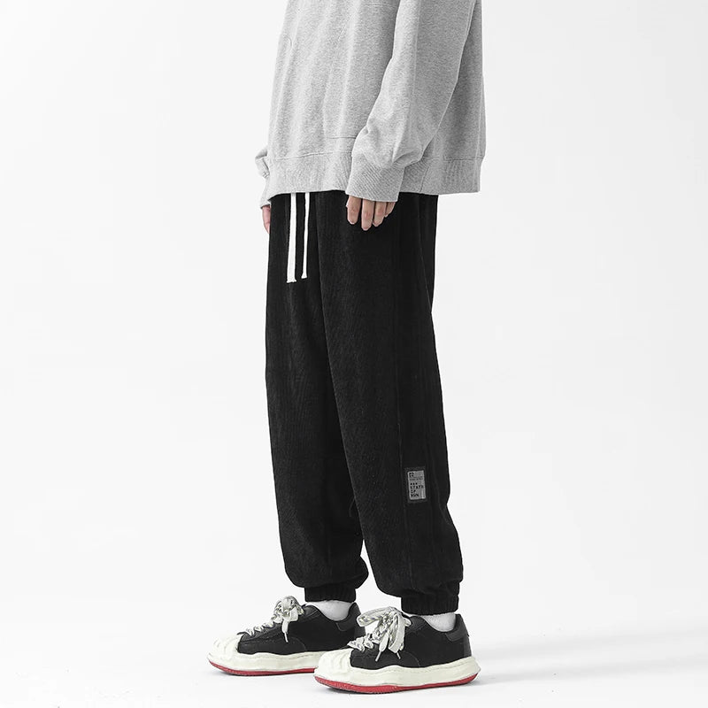 ANSZKTN Winter Plus Velvet Warm New Sports Loose Casual Men's Heavy European Cotton Velvet Pants Bundle Foot Corduroy Pants-1