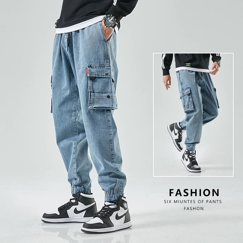 ANSZKTN Autumn and Winter New Men's Trousers, Korean Version Trendy Fashion Brand Harlan Casual Jeans Men-0