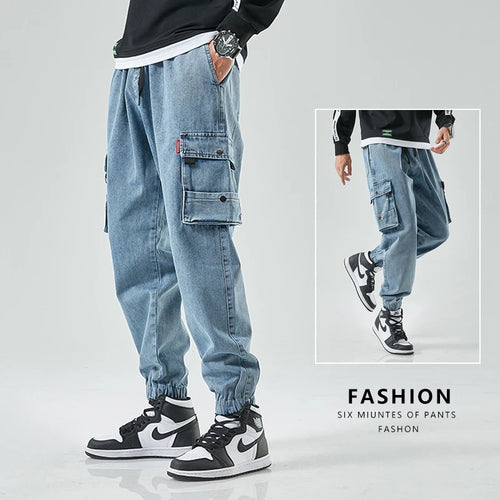 ANSZKTN Autumn and Winter New Men's Trousers, Korean Version Trendy Fashion Brand Harlan Casual Jeans Men-0