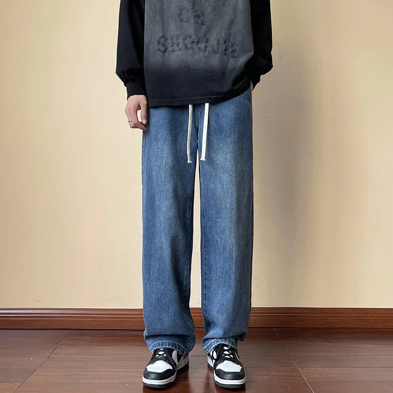 ANSZKTN the Main Promotion Is Jeans, Men's Pants, Autumn Korean Version Trend, Hong Kong Style Loose Straight Pants-0