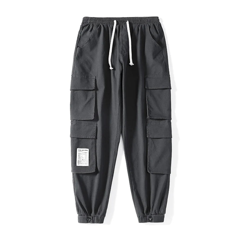 ANSZKTN  Spring Fall Loose Fashion Casual Men's Bunched Feet Nine Points Pants Men Straight Tube Pants-6