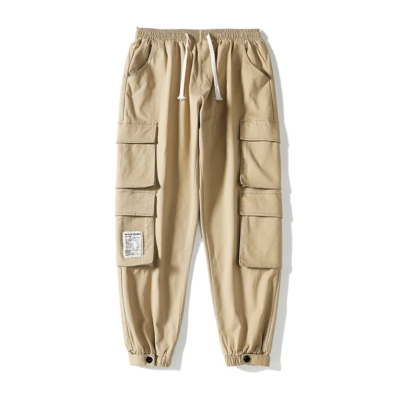 ANSZKTN  Spring Fall Loose Fashion Casual Men's Bunched Feet Nine Points Pants Men Straight Tube Pants-4