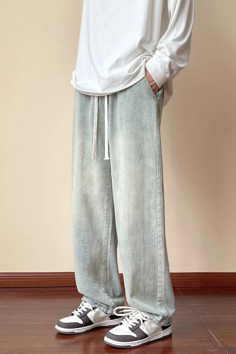 ANSZKTN the Main Promotion Is Jeans, Men's Pants, Autumn Korean Version Trend, Hong Kong Style Loose Straight Pants-7
