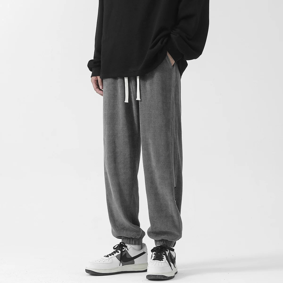 ANSZKTN Winter Plus Velvet Warm New Sports Loose Casual Men's Heavy European Cotton Velvet Pants Bundle Foot Corduroy Pants-7