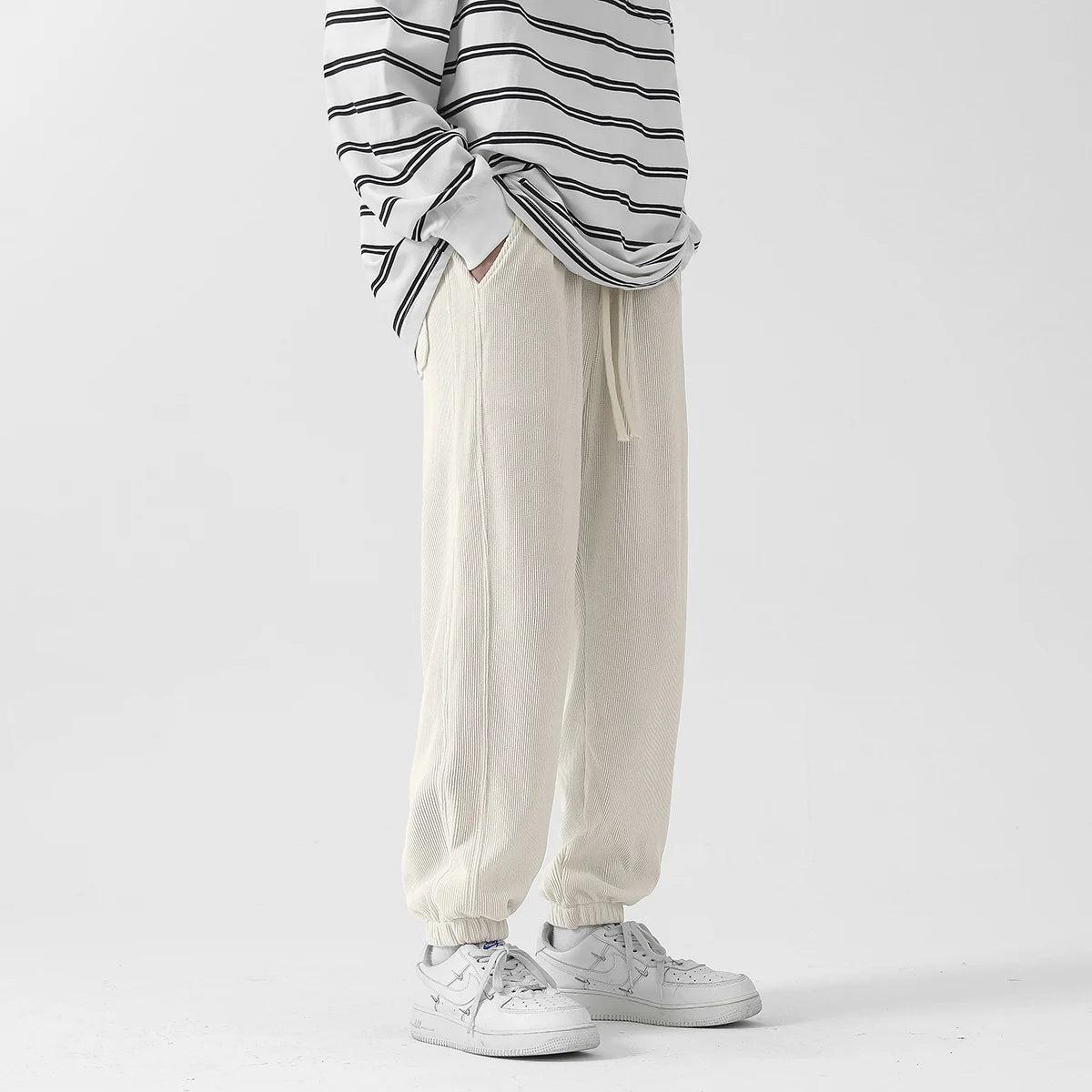 ANSZKTN Winter Plus Velvet Warm New Sports Loose Casual Men's Heavy European Cotton Velvet Pants Bundle Foot Corduroy Pants-6