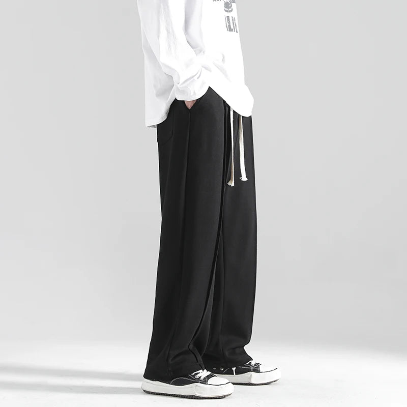 ANSZKTN Explosive Cotton New Autumn and Winter Men's Mopping Pants Loose Straight Casual Sports Plus Fleece Pants-3